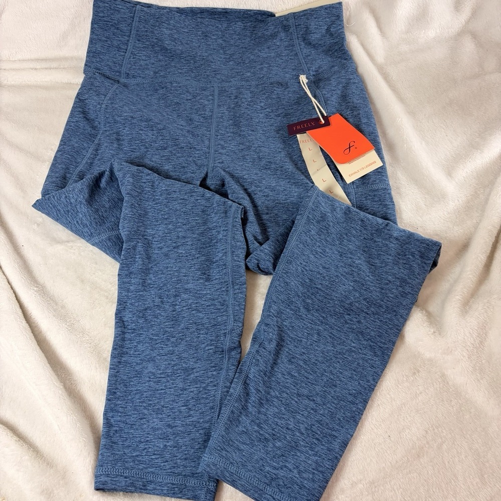 Freely Exhale Leggings 7/8 Length High‎ Rise Heather Blue Running Gym Yoga Large